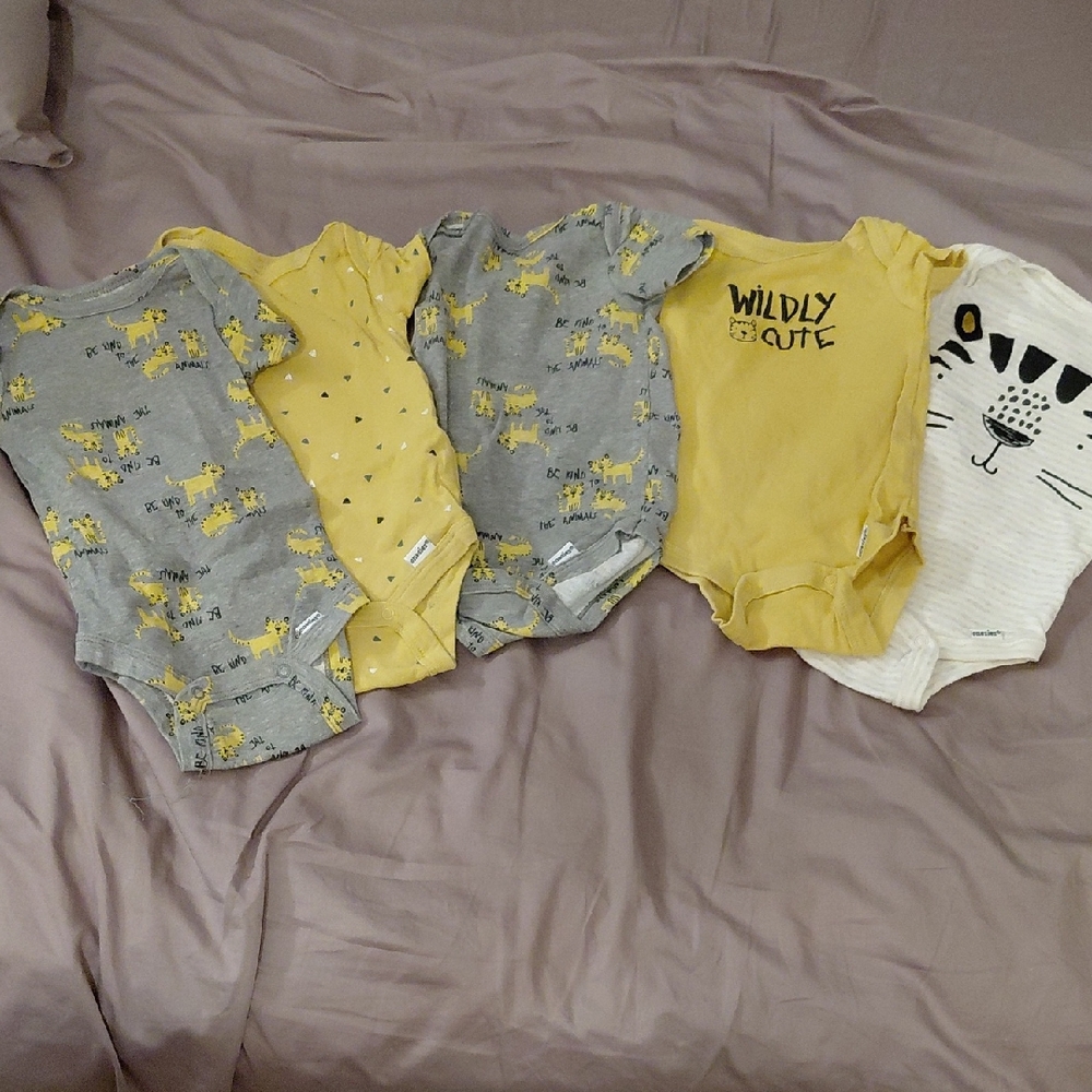 Gerber Wildly Cute Bodysuit Set in Yellow, Gray, and White